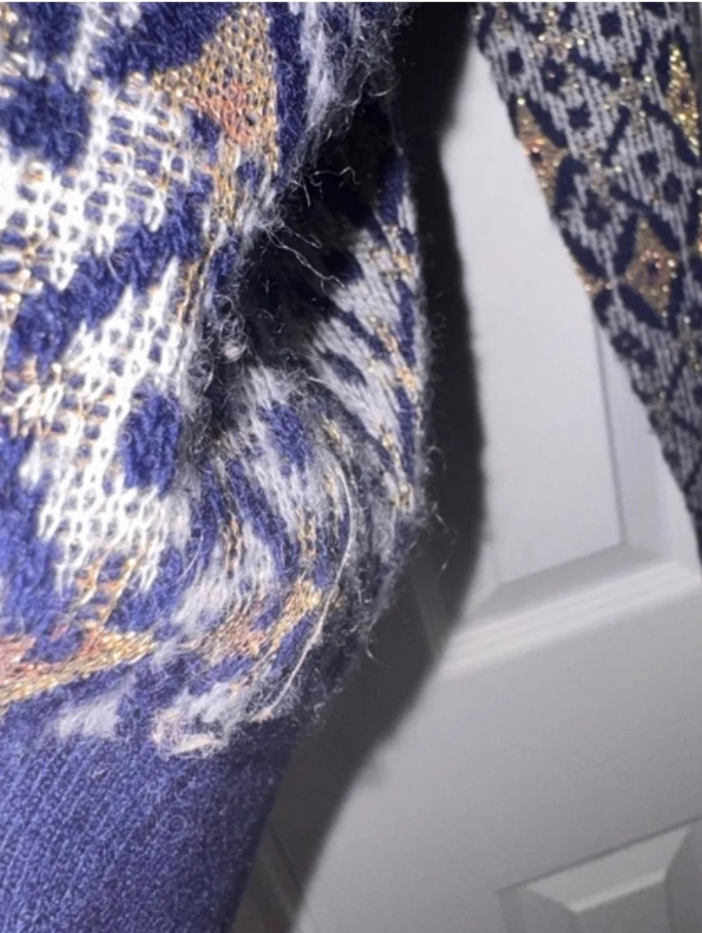 CHANEL Navy, Tan and Black Fair Isle Yoke Sweater